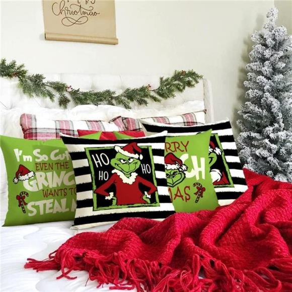 4PcsChristmas Pillow Covers 18x18 Merry Christmas Pillows